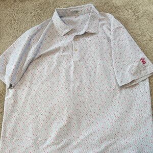 Peter Millar White and Pink Floral Polo Shirt